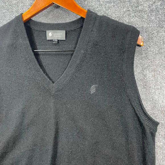 Cashmere Boutique Sweater Vest Men's Large Black 100% Cashmere Golf Casual - Picture 3 of 10
